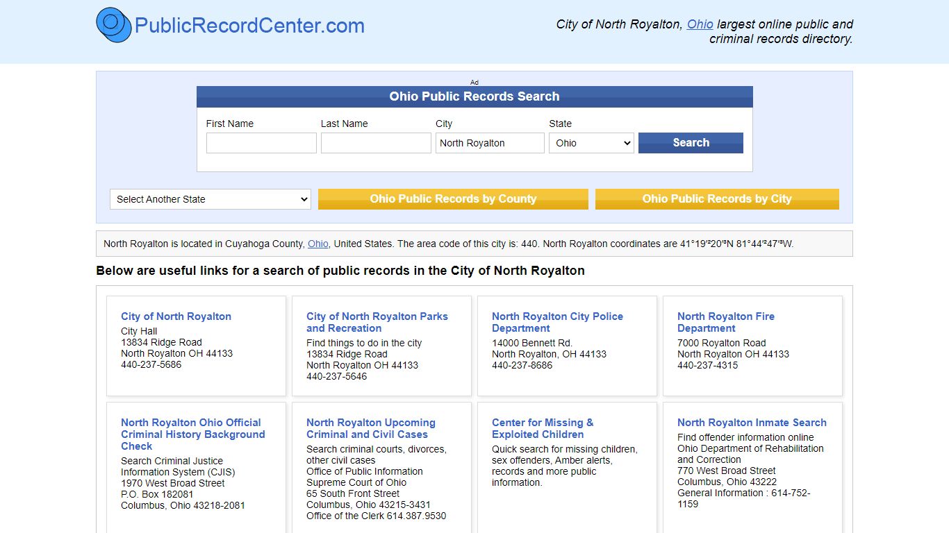 North Royalton, Ohio Public Records and Criminal Background Check