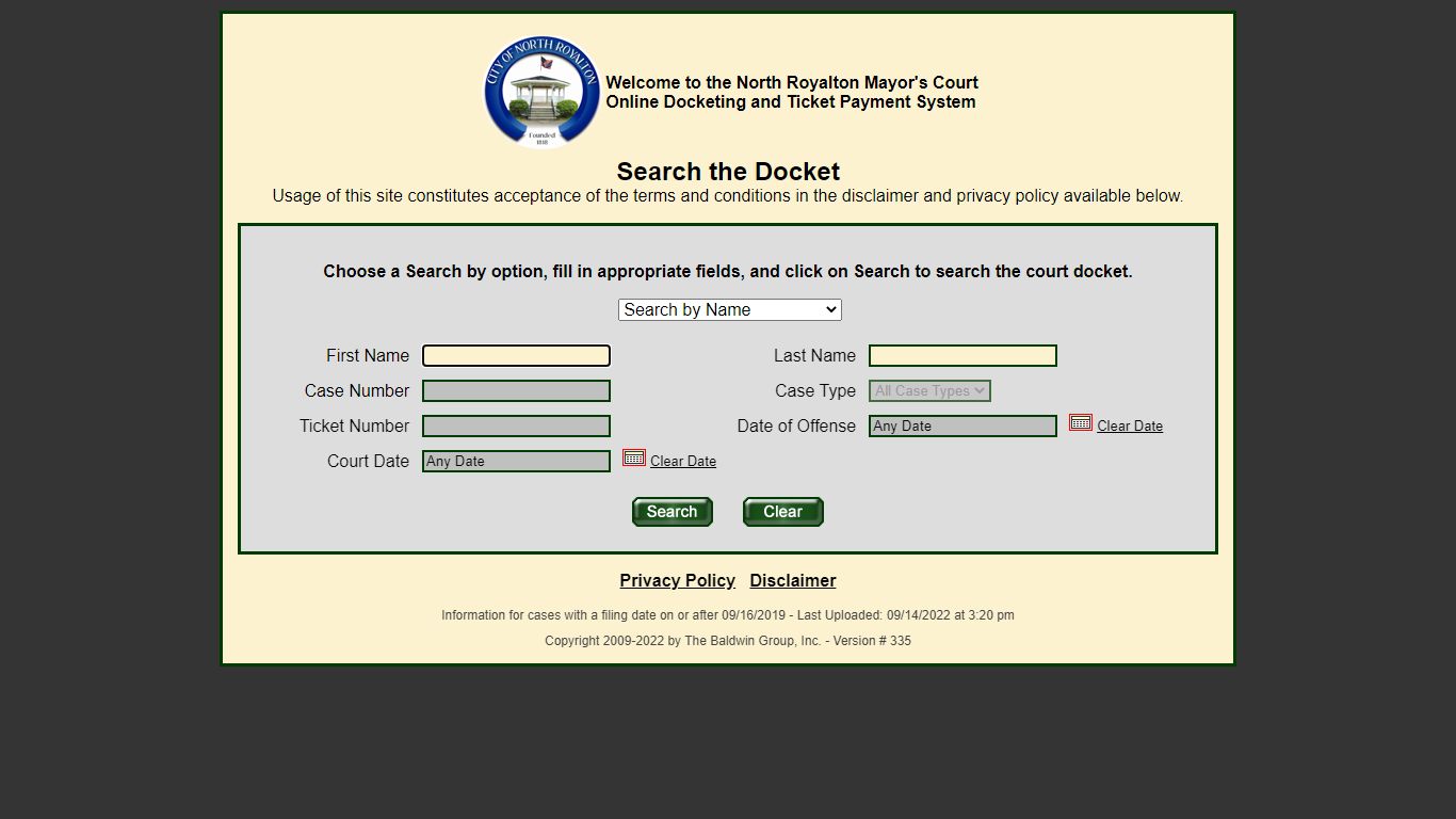 North Royalton - Docket Search - Ohio Ticket Payments